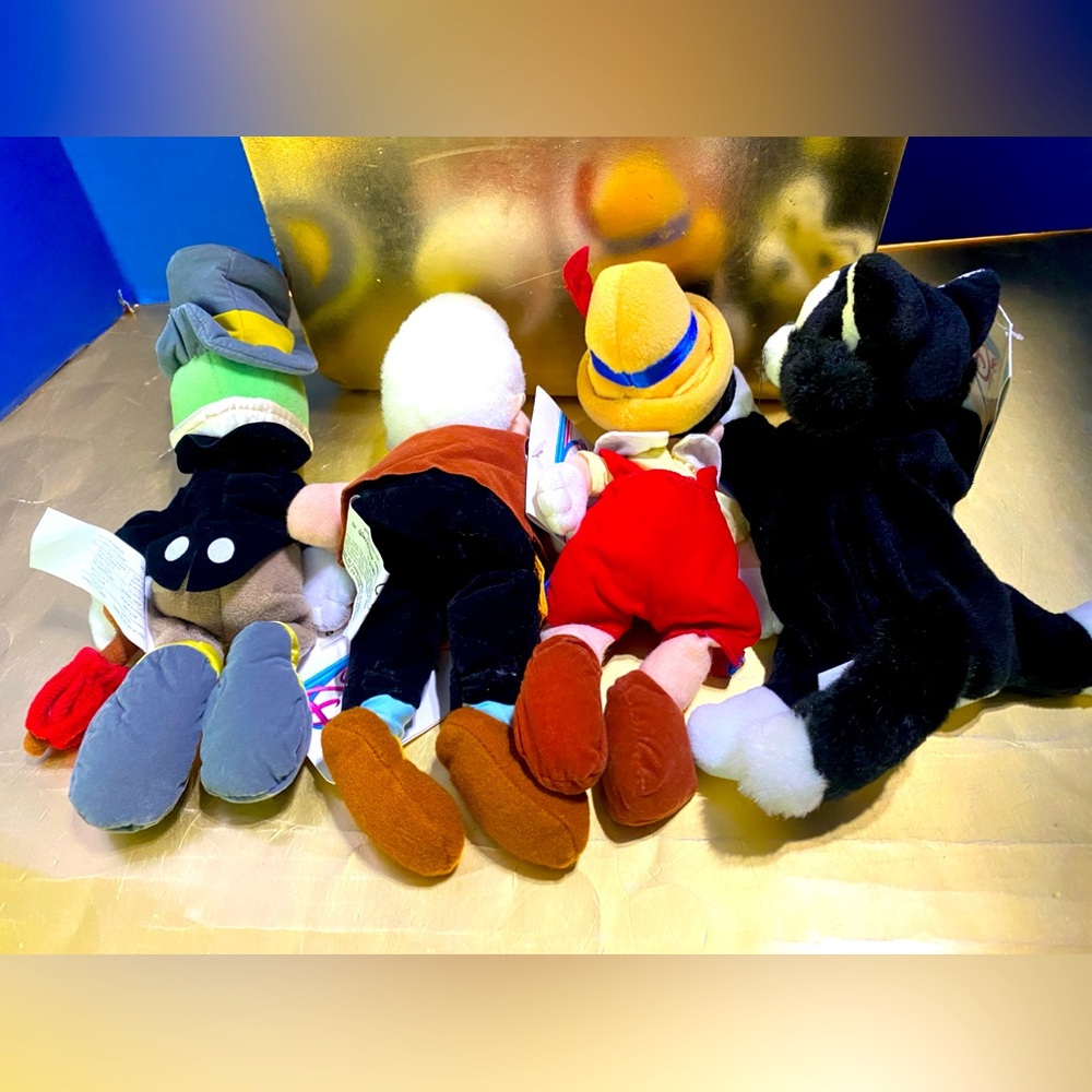 DISNEY EXCLUSIVE NWT VTG 90s PINOCCHIO RETIRED BEAN BAG PLUSH COMPLETE SET OF 4 - Picture 12 of 13